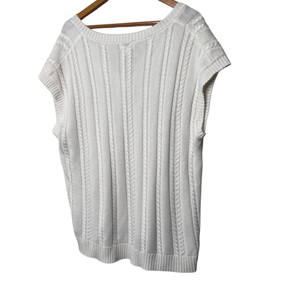 The Drop Womens Cable Knit V Neck Sleeveless Wool Blend Sweater Vest White XXL - Picture 12 of 16